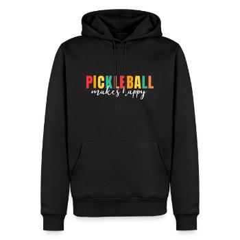 Pickleball rend heureux Chemise Pickle Ball drôle - Sweat à capuche Premium bio Homme - noir - Devant - Nico (187cm)
