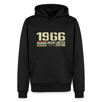 Né en 1966 - Vintage 1966 - 58e Anniversaire Rétro - Sweat à capuche Premium bio Homme - noir - Devant - Nico (187cm)