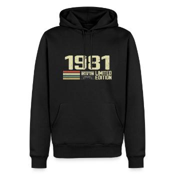 Jahrgang 1981 - Jahrgang 1981 - 43. Retro-Jubiläum - Männer Premium Bio Hoodie - Schwarz - Vorne - Nico (187cm)
