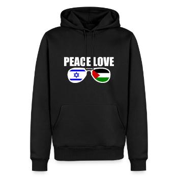 Peace and love for israel free palestine - Sweat à capuche Premium bio Homme - noir - Devant - Nico (187cm)