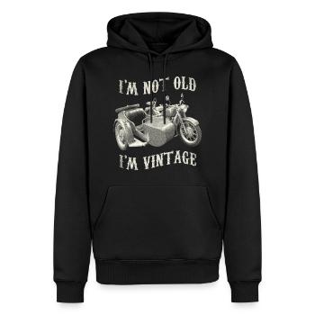 Ich bin nicht alt, ich bin Vintage-Motorradgrafik - Männer Premium Bio Hoodie - Schwarz - Vorne - Nico (187cm)
