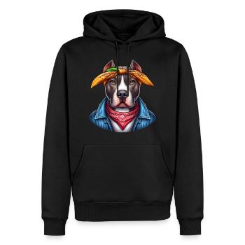 Artiste de rap Pitbull mignon - Sweat à capuche Premium bio Homme - noir - Devant - Nico (187cm)