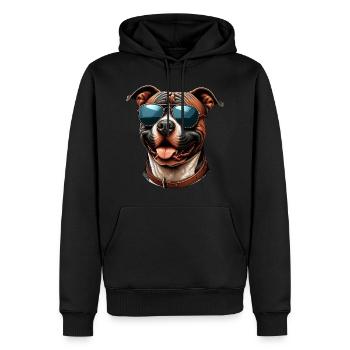 Pitbull mignon portant des lunettes de soleil - Sweat à capuche Premium bio Homme - noir - Devant - Nico (187cm)