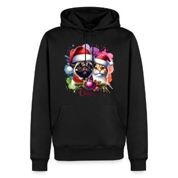 Noël Carlin Chat Noël - Sweat à capuche Premium bio Homme - noir - Devant - Nico (187cm)
