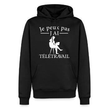 I Can't I Telecommuting Humor Office - Men’s Premium Organic Hoodie - black - Front - Nico (187cm)