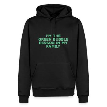 Ich bin die Person mit der grünen Blase in meiner Familie - Männer Premium Bio Hoodie - Schwarz - Vorne - Nico (187cm)