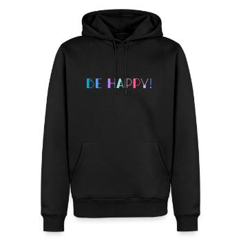 Be Happy Rainbow - Men’s Premium Organic Hoodie - black - Front - Nico (187cm)