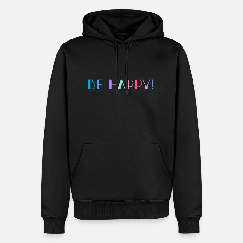 Sei glücklich Regenbogen - Männer Premium Bio Hoodie - Schwarz