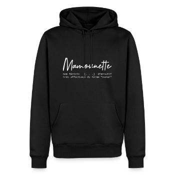 Définition mamounette - Sweat à capuche Premium bio Homme - noir - Devant - Nico (187cm)