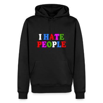 I hate people - Männer Premium Bio Hoodie - Schwarz - Vorne - Nico (187cm)