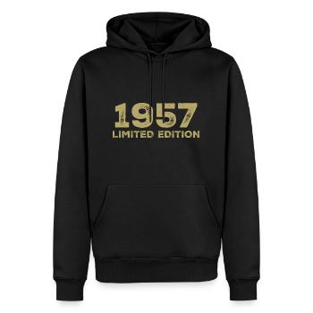 Geburtstagsgeschenk Jahrgang 1957 Jahrgang 1957 - Männer Premium Bio Hoodie - Schwarz - Vorne - Nico (187cm)