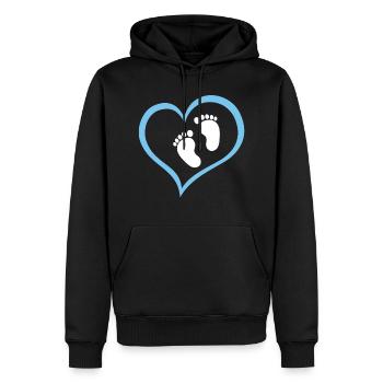 Empreinte de bébé garçon avec cœur - Sweat à capuche Premium bio Homme - noir - Devant - Nico (187cm)