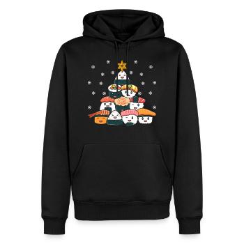 Kawaii Sushi Weihnachtsbaum - Japanisches Essen Li - Männer Premium Bio Hoodie - Schwarz - Vorne - Nico (187cm)