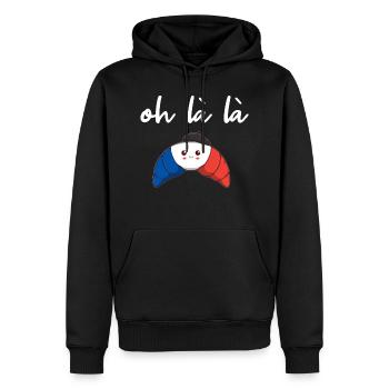 France Croissant oh là là idée cadeau doux - Sweat à capuche Premium bio Homme - noir - Devant - Nico (187cm)