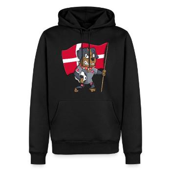 Denmark Fan Dog - Men’s Premium Organic Hoodie - black - Front - Nico (187cm)