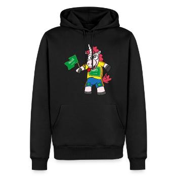 Licorne folle arabe - Sweat à capuche Premium bio Homme - noir - Devant - Nico (187cm)
