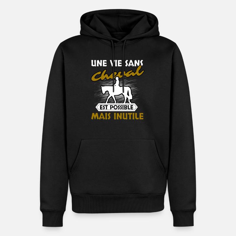 Cheval Cavalier - Sweat à capuche Premium bio Homme - noir