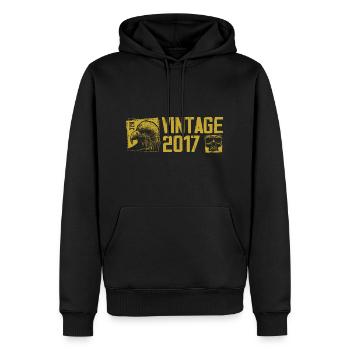 Vintage 2017 Cadeau Anniversaire Rétro 2017 - Sweat à capuche Premium bio Homme - noir - Devant - Nico (187cm)