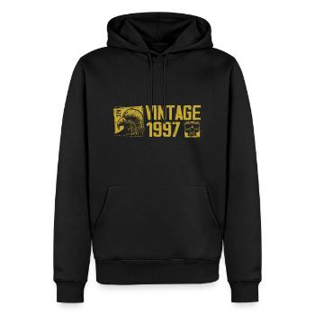 Jahrgang 1997 Retro Jubiläum Geschenk 1997 - Männer Premium Bio Hoodie - Schwarz - Vorne - Nico (187cm)