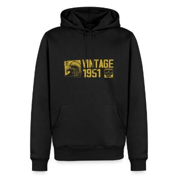 Vintage 1951 Cadeau Anniversaire Rétro 1951 - Sweat à capuche Premium bio Homme - noir - Devant - Nico (187cm)