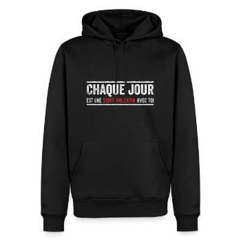 Chaque Jour Est Une Saint Valentin Avec Toi - Sweat à capuche Premium bio Homme - noir - Devant - Nico (187cm)