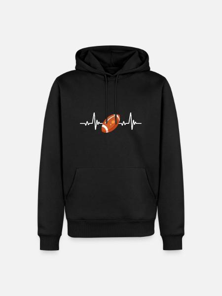 Rugby-Herzschlag - Männer Premium Bio Hoodie - Schwarz