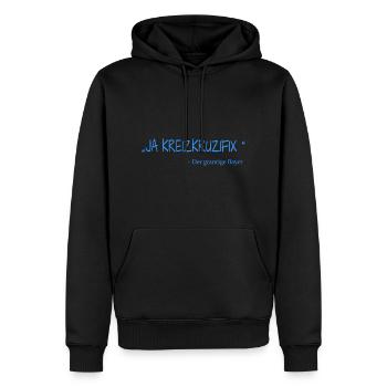 Ja Kreizkruzifix Zitat Bayern - Männer Premium Bio Hoodie - Schwarz - Vorne - Nico (187cm)