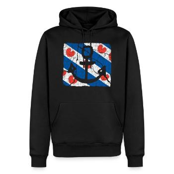 Ancre Friesland - Sweat à capuche Premium bio Homme - noir - Devant - Nico (187cm)