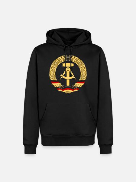 East Germany Crest Flag Wreath GDR DDR Emblem - Sweat à capuche Premium bio Homme - noir