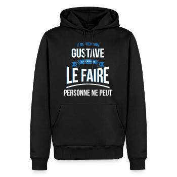 Gustave personne ne peut cadeau - Sweat à capuche Premium bio Homme - noir - Devant - Nico (187cm)