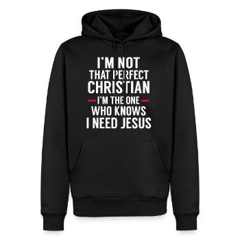 I'm not that perfect christian - Männer Premium Bio Hoodie - Schwarz - Vorne - Nico (187cm)