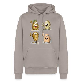 Kartoffel Typen - Männer Premium Bio Hoodie - Taupe - Vorne - Nico (187cm)