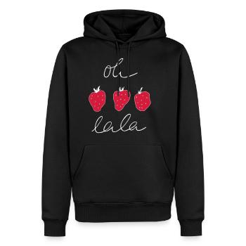 Erdbeere Oh lala freche Früchtchen - Sweat à capuche Premium bio Homme - noir - Devant - Nico (187cm)