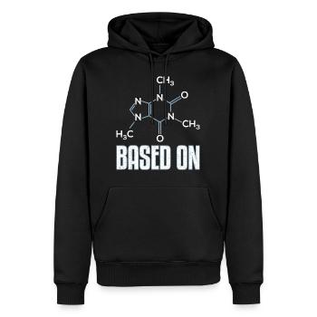 Basé sur le cadeau de molécule de caféine - Sweat à capuche Premium bio Homme - noir - Devant - Nico (187cm)