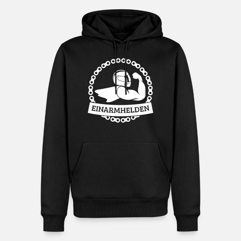 Einarmhelden 1-farbig (weiß) - Männer Premium Bio Hoodie - Schwarz