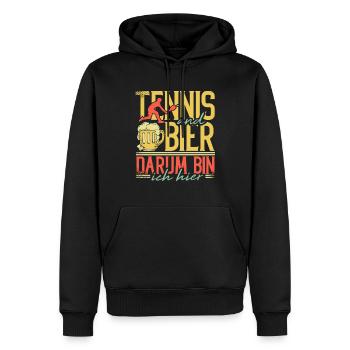 Tennis Und Bier Darum Bin Ich Hier - Männer Premium Bio Hoodie - Schwarz - Vorne - Nico (187cm)