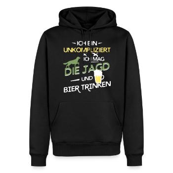 Chasse et consommation de bière - Sweat à capuche Premium bio Homme - noir - Devant - Nico (187cm)