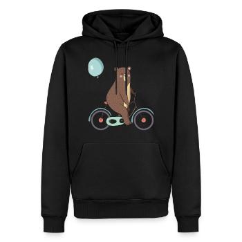 Ours sur un vélo - Sweat à capuche Premium bio Homme - noir - Devant - Nico (187cm)
