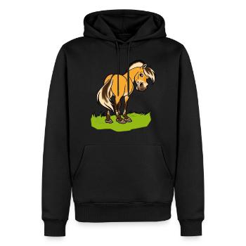 Freundliches Fjordpferd (Ohne Text) - Männer Premium Bio Hoodie - Schwarz - Vorne - Nico (187cm)