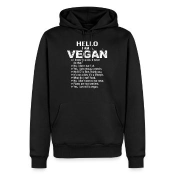 Vegan vegan végétalien - Sweat à capuche Premium bio Homme - noir - Devant - Nico (187cm)