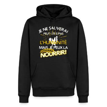 Farmers - feeding people - Men’s Premium Organic Hoodie - black - Front - Nico (187cm)