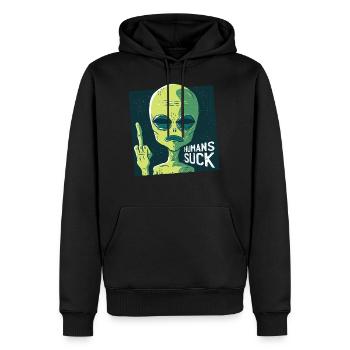 Alien Sci-Fi Ufo Spatial Space Space Finger - Sweat à capuche Premium bio Homme - noir - Devant - Nico (187cm)