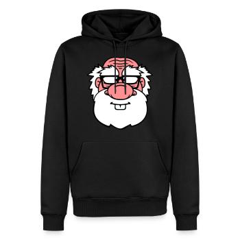 opa alt grossvater papa hornbrille bart nerd geek - Männer Premium Bio Hoodie - Schwarz - Vorne - Nico (187cm)