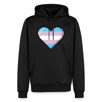 Transgender Pride 8Bit Pixel Heart - Men’s Premium Organic Hoodie - black - Front - Nico (187cm)