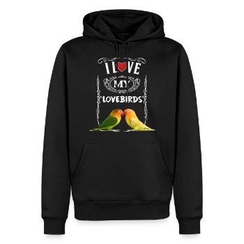 I LoveE My Lovebirds Agapornis Tshirt - Men’s Premium Organic Hoodie - black - Front - Nico (187cm)