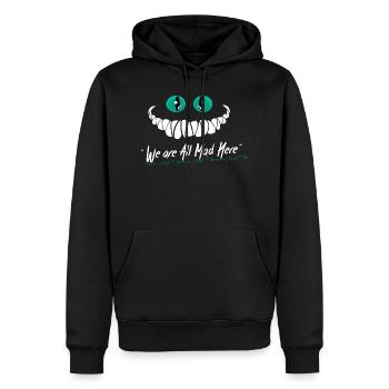 Wir sind alle Mad Here - Männer Premium Bio Hoodie - Schwarz - Vorne - Nico (187cm)