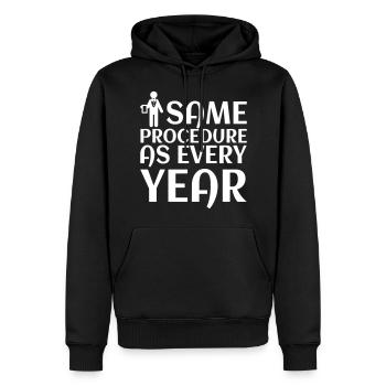 same procedure as every year 02 - Männer Premium Bio Hoodie - Schwarz - Vorne - Nico (187cm)
