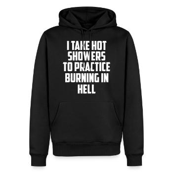 Je prends des douches citation drôle - Sweat à capuche Premium bio Homme - noir - Devant - Nico (187cm)