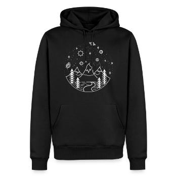 Cosmos and mountains - Männer Premium Bio Hoodie - Schwarz - Vorne - Nico (187cm)