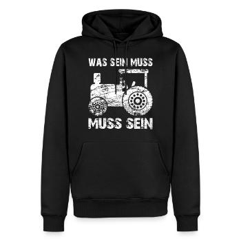 Traktor muss sein - Männer Premium Bio Hoodie - Schwarz - Vorne - Nico (187cm)